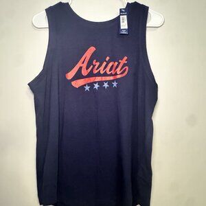 Ariat Size Large (L) Ariat Women's Navy Tank Top with Coral Logo and Stars Graph